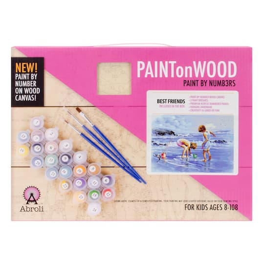 Abroli Small Best Friends Paint On Wood by Number Kit